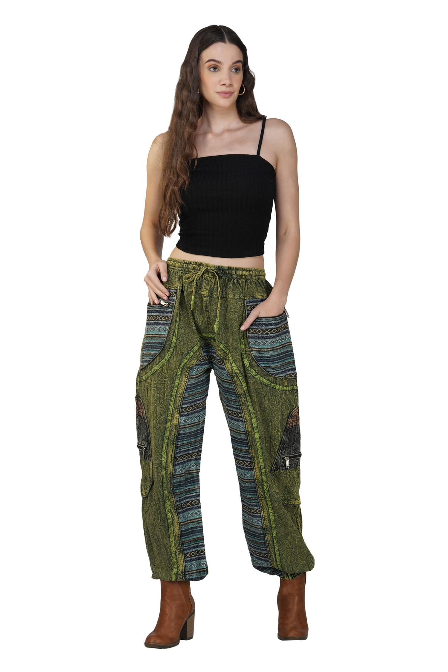 Acid Wash Trousers – Green